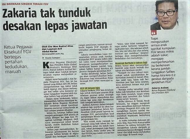 Pengurusan FGV Perlu Kekalkan Anak Peneroka Dalam Pentadbiran