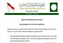 PAS Hentikan Kerjasama Dengan Bersatu