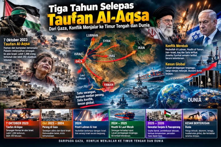 Tiga Tahun Selepas Taufan Al-Aqsa: Dari Gaza, Konflik Menjalar ke Timur Tengah dan Dunia